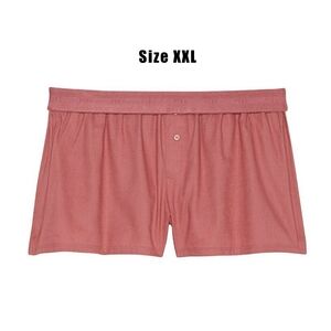 VS PINK Begonia Christmas Dogs Logo Flannel Sleep Boxy Pajama Shorts PJs XXL NEW